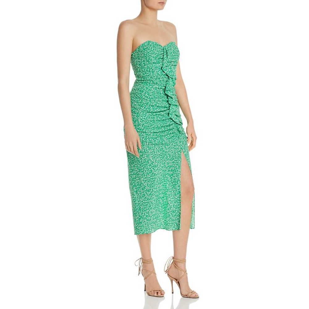 Likely Green Strapless Midi Dress
